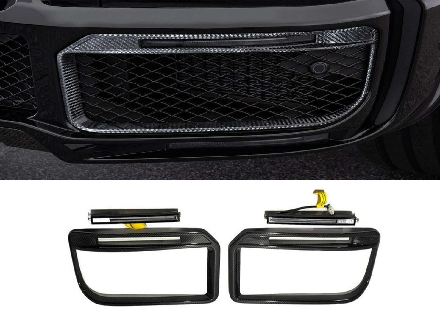 Carbon Front Bumper Inserts with LEDs Widestar Brabus for Mercedes-Benz W463A G-Wagon